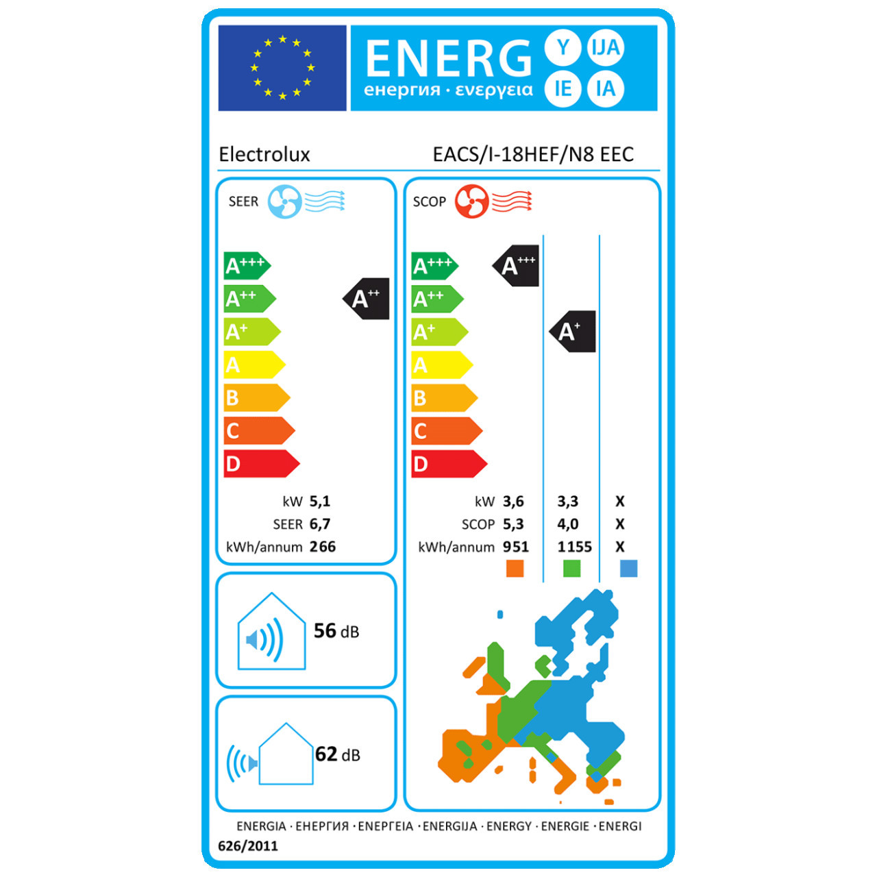 Electrolux EACS/I-18HEF/N8 EEC Klima uređaj 18000Btu WiFi R32 — fotografija 1