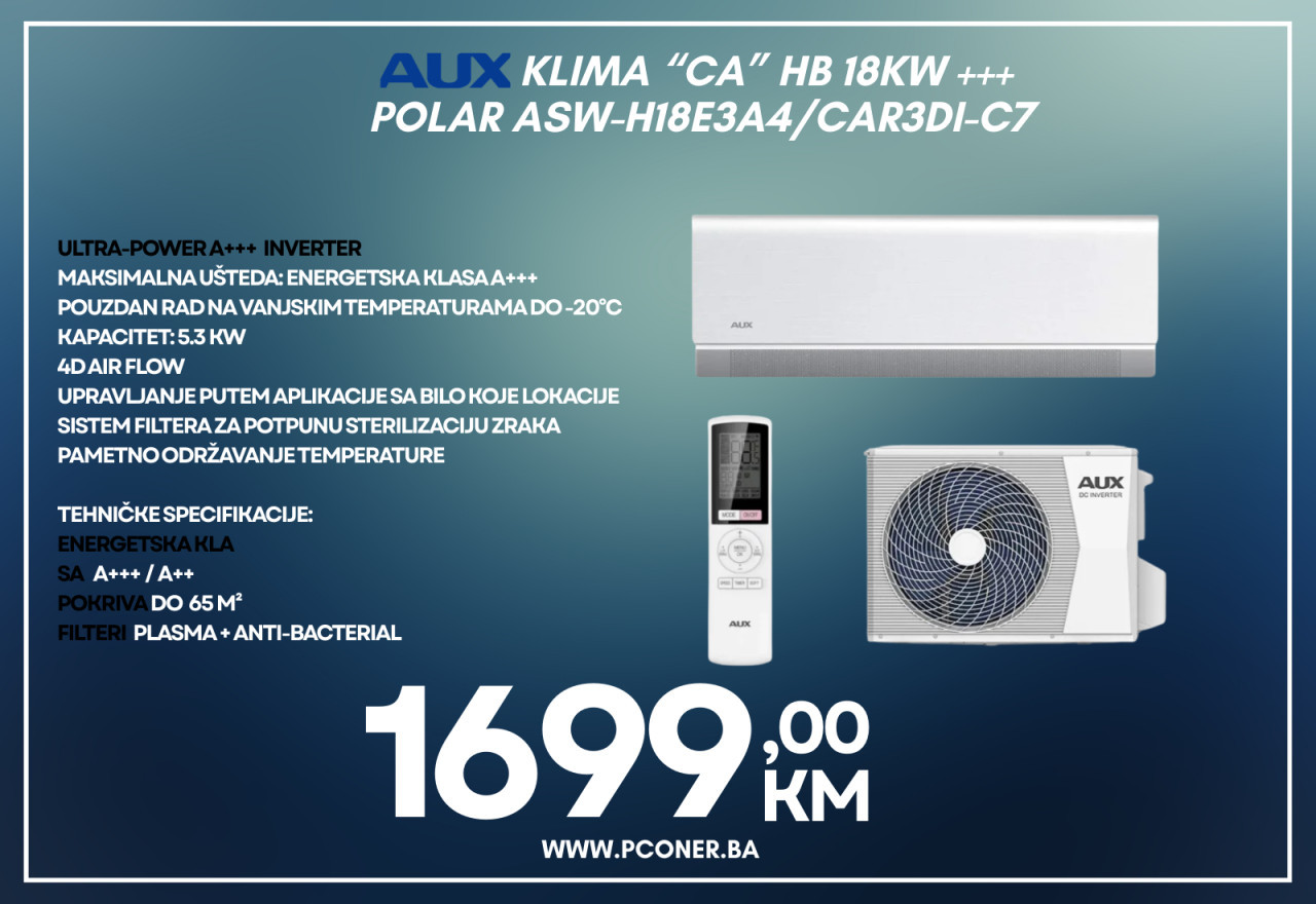 AUX KLIMA INVERTER 18K ASW-H18E3A4 "CA" POLAR — fotografija 1