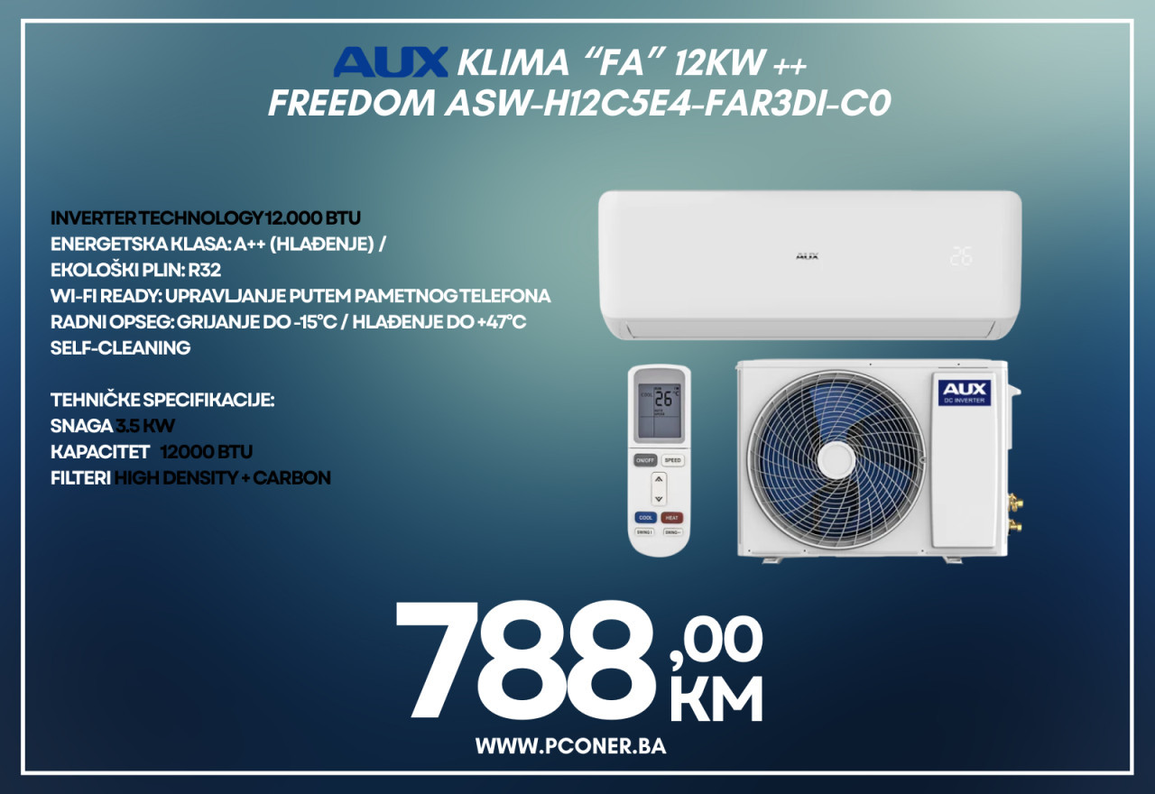 AUX KLIMA INVERTER 12K ASW-H12C5E4 "FA" — fotografija 1