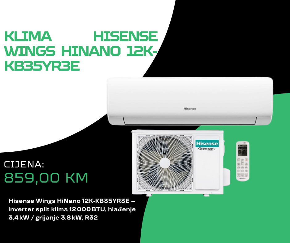 Hisense Wings HiNano 12K KB35YR3E Inverter Klima — fotografija 1