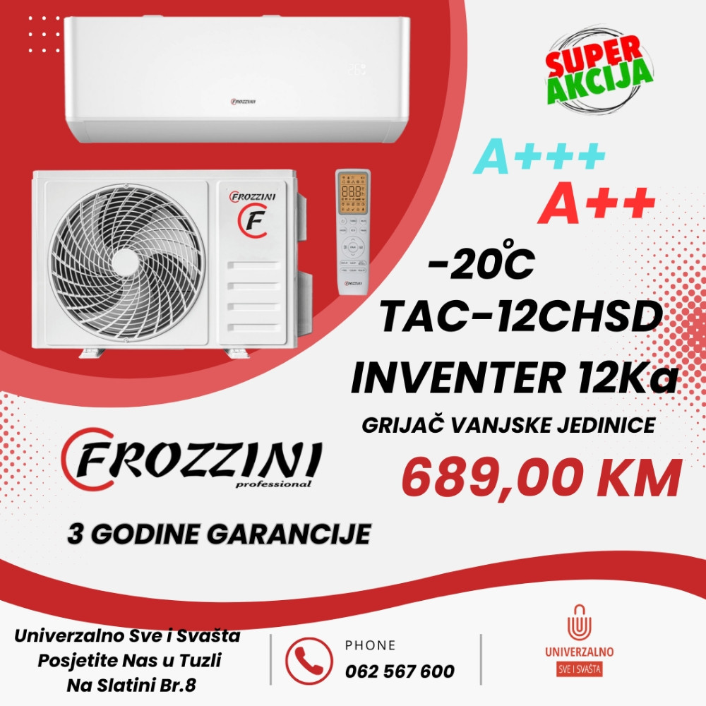 FROZZINI INVENTAR KLIMA TAC-12CHSD/LFI -20 WIFI A ++ — fotografija 1