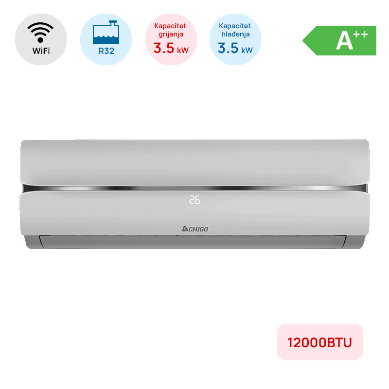 Klima Chigo 12ka A++-25C s grijačem  WiFi  siva — fotografija 1
