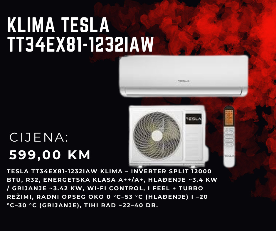 Tesla TT34EX81 1232IAW Inverter Split Klima — fotografija 1