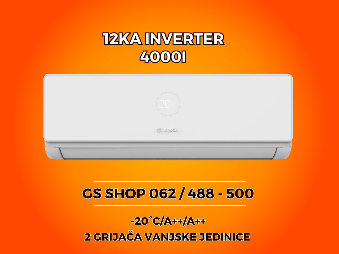Klima BOSCH 12KA Climate 4000i -20/A++/GRIJAČ VANJSKE — fotografija 1