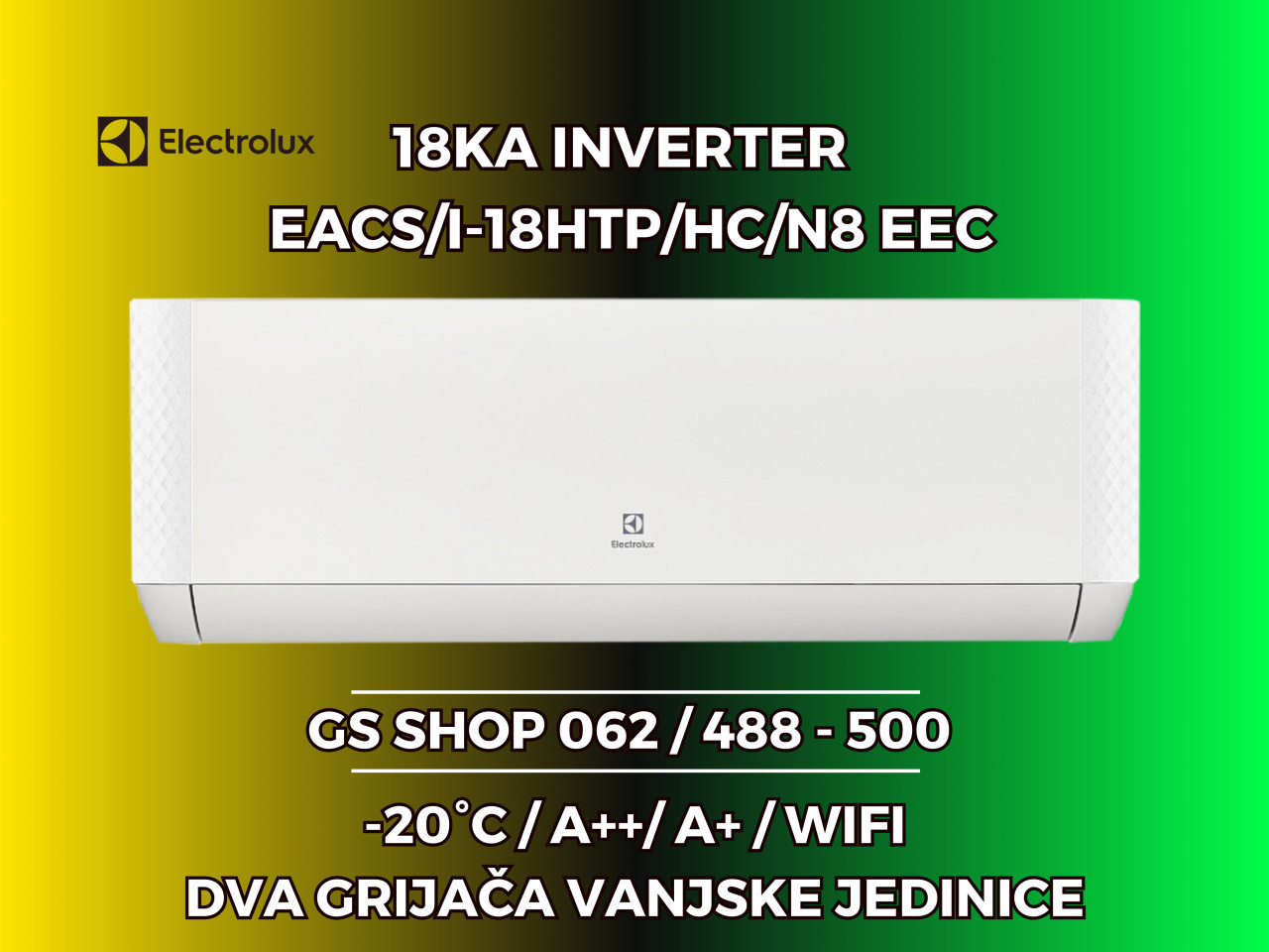ELECTROLUX klima 18KA INVERTER DVA GRIJAČA -20 /WiFi /A++/A+ — fotografija 1