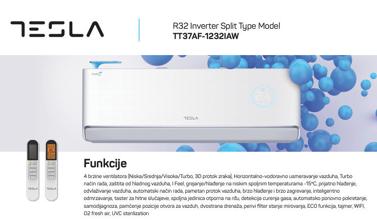 Inverter klima TESLA TT37AF-1232IAW VIRTUOSO 12ka — fotografija 1