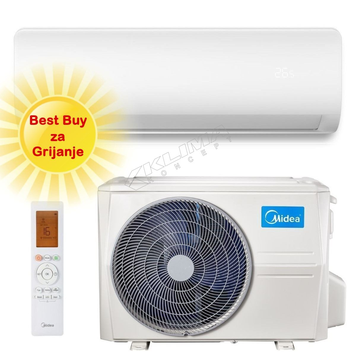 KLIMA MIDEA 24ka XTREME SAVE INVERTER + 2 grijača — fotografija 1