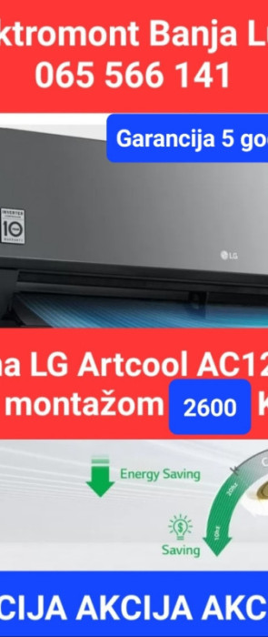 Klima LG12 Artcool 5 g garancija Elektromont B.Luka 065 566 141 — fotografija 1