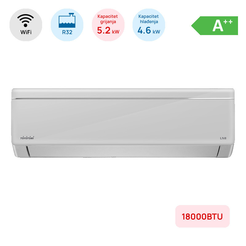 Klima TOYOTOMI 18-ka Umi 4,6kW A++ do -15 HEPA 3+ — fotografija 1