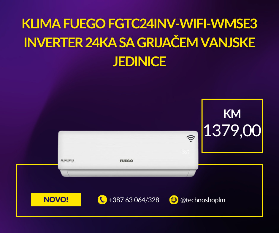 FUEGO Klima 24ka 7.0 kW Inverter WiFi + Grijač — fotografija 1