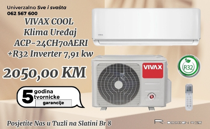VIVAX COOL KLIMA INVERTER ACP-24CH70 AERI 7.91 KW -20 — fotografija 1