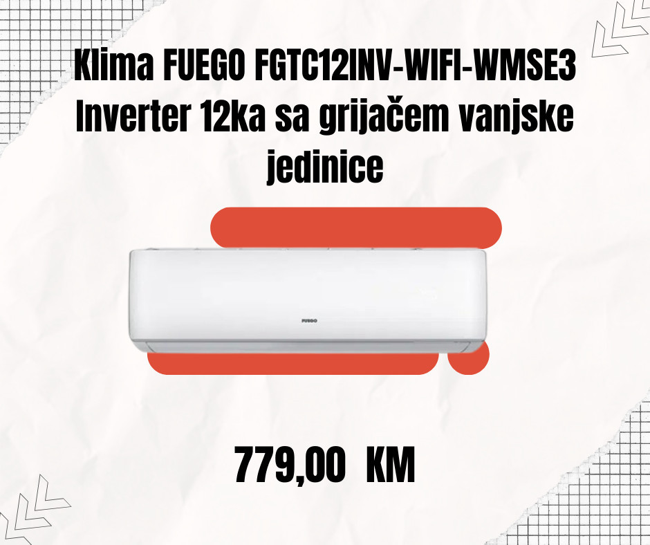 FUEGO FGTC12INV-WIFI-WMSE3 Inverter Klima 12ka WiFi + Grijač — fotografija 1
