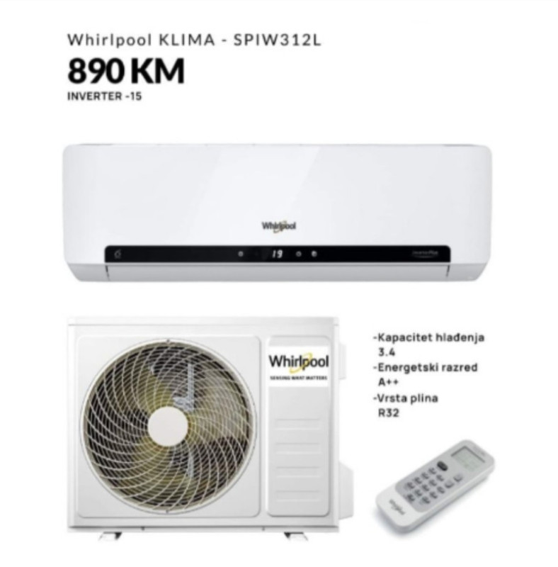 ULTRA STEDNA KLIMA UREDAJ WHIRLPOOL 12K INVENTER-15 — fotografija 1