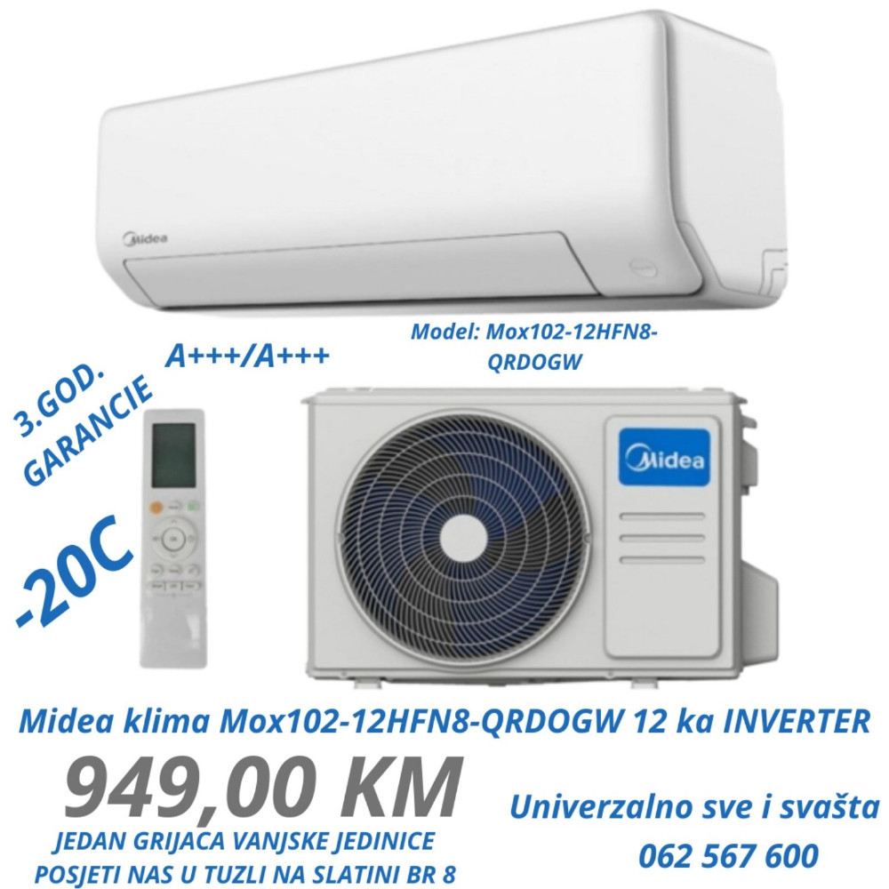 MIDEA INVERTER KILIMA 12KA 12HRFNX/MOX102 - 12HFN8 — fotografija 1