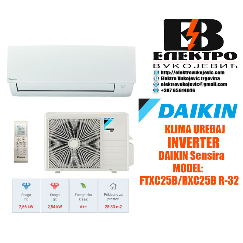 Klima uređaj inverter Daikin Sensira 2,56kW/2,84kW — fotografija 1