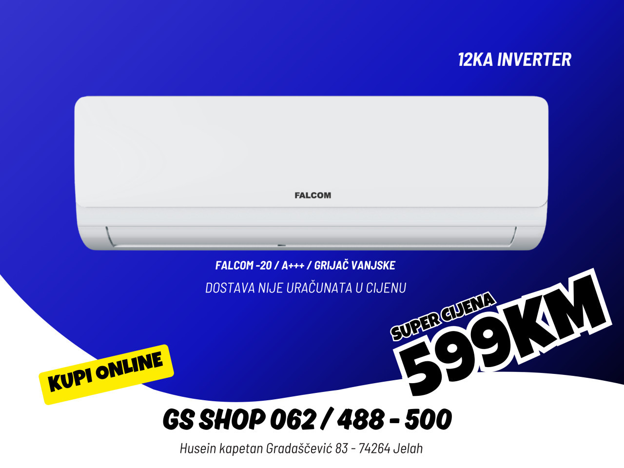 Klima FALCOM 12KA INVERTER -20 WiFi A+++ GRIJAČ VANJSKE — fotografija 1