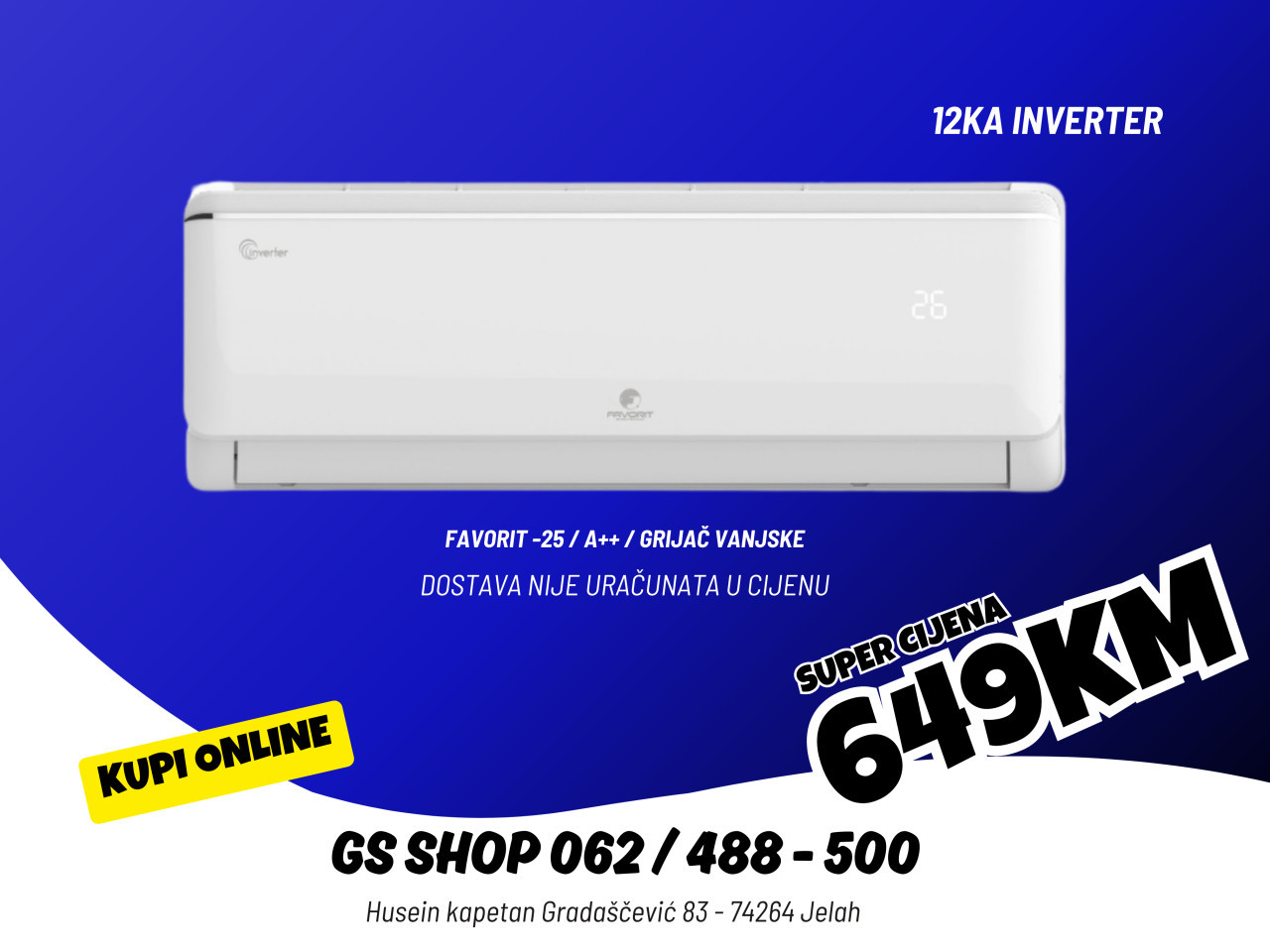 Klima FAVORIT 12KA INVERTER -25 / A++ / GRIJAČ VANJSKE — fotografija 1