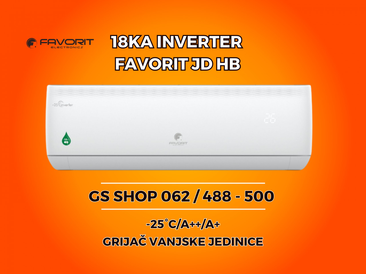Klima FAVORIT 18KA INVERTER -25 / A++ / GRIJAČ VANJSKE — fotografija 1
