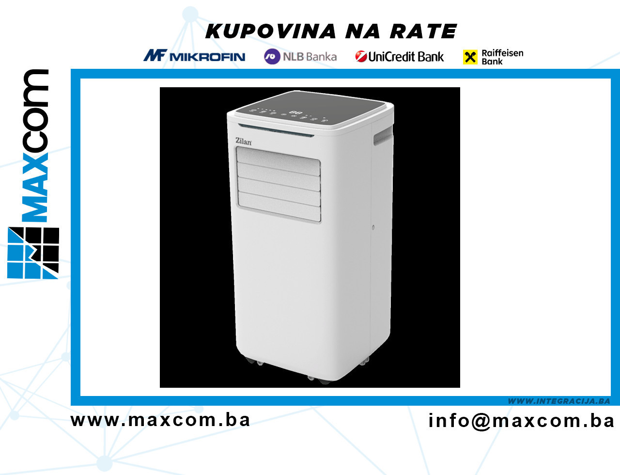Zilan PrijenosniMobilni klima uređaj, 9000Btu, 3u1, 1010W, WiFi — fotografija 1