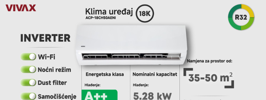 INVERTER 18K, Klima Vivax ACP-18CH50AENI -20, A++/A+ — fotografija 1