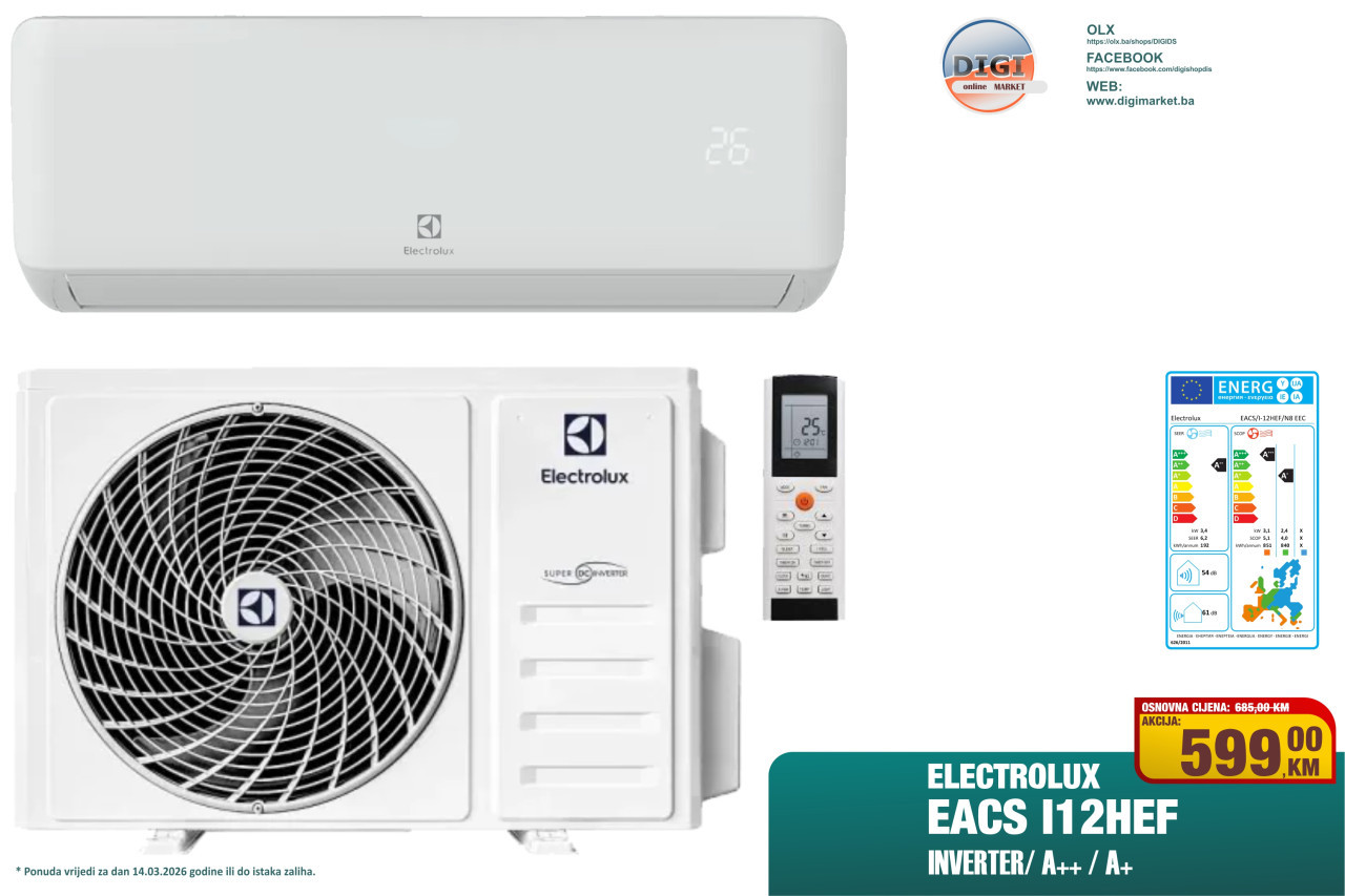INVERTER EACS I12HEF 12 12K A++/A+ ELECTROLUX SWEDEN — fotografija 1