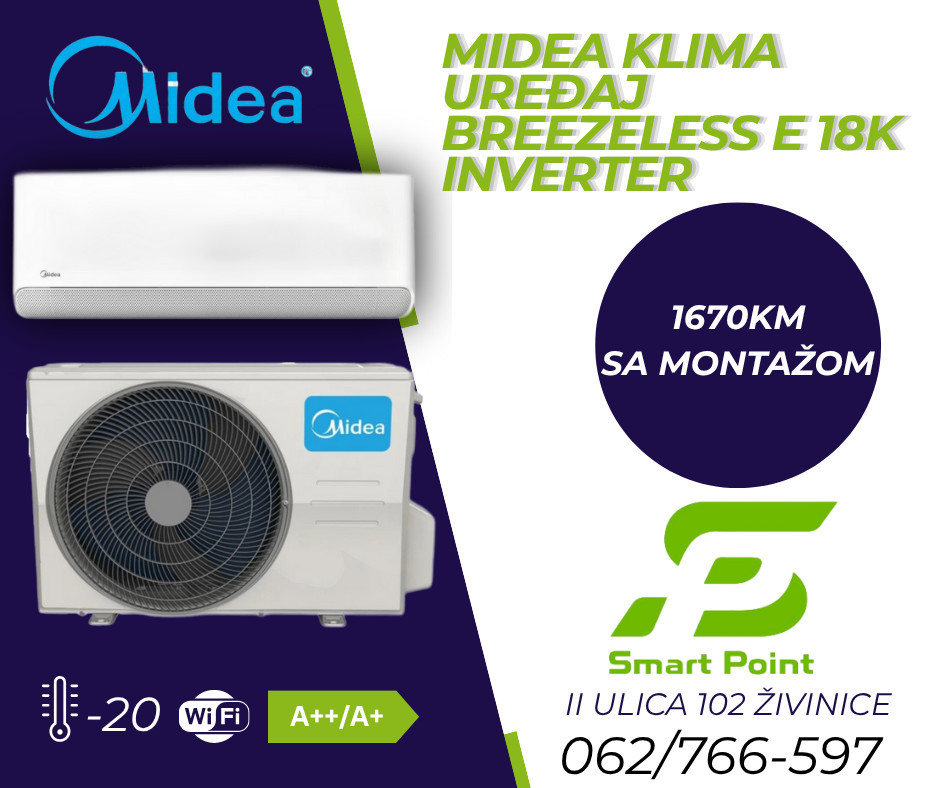 MIDEA BREEZELESS E klima uređaj -20C A++ WI-FI sa montažom — fotografija 1