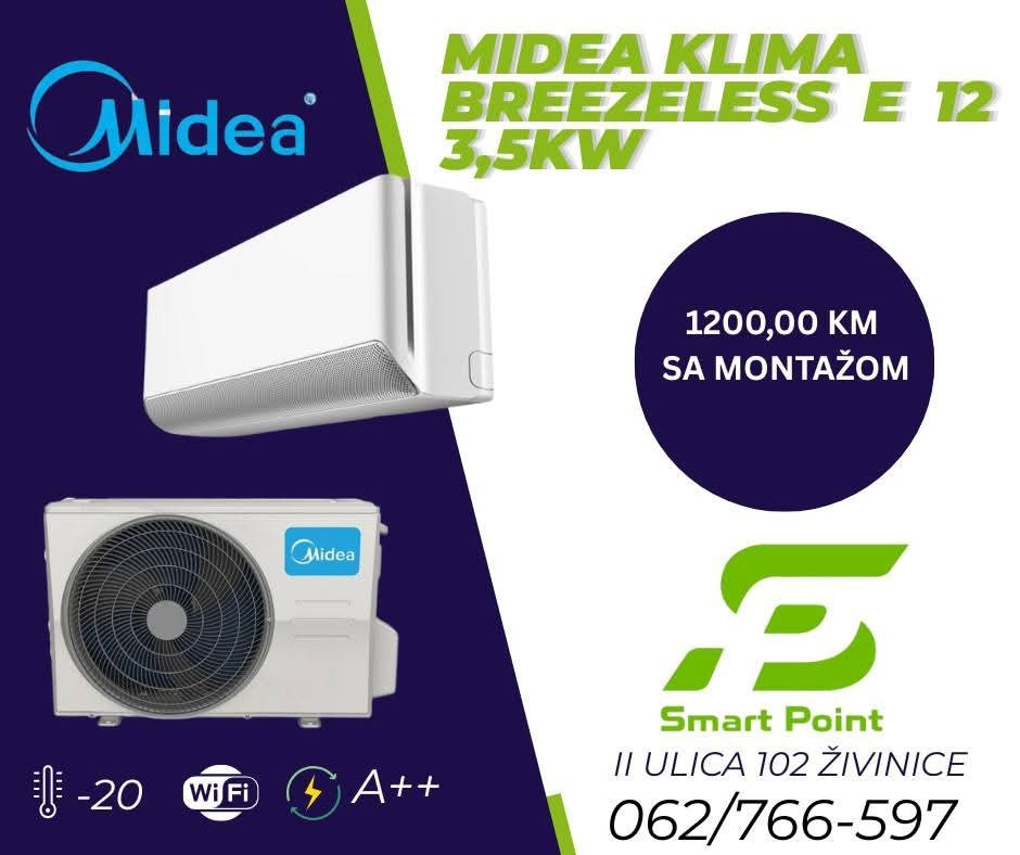 MIDEA BREEZELESS E klima uređaja -20C A++ WI-FI sa montažom — fotografija 1