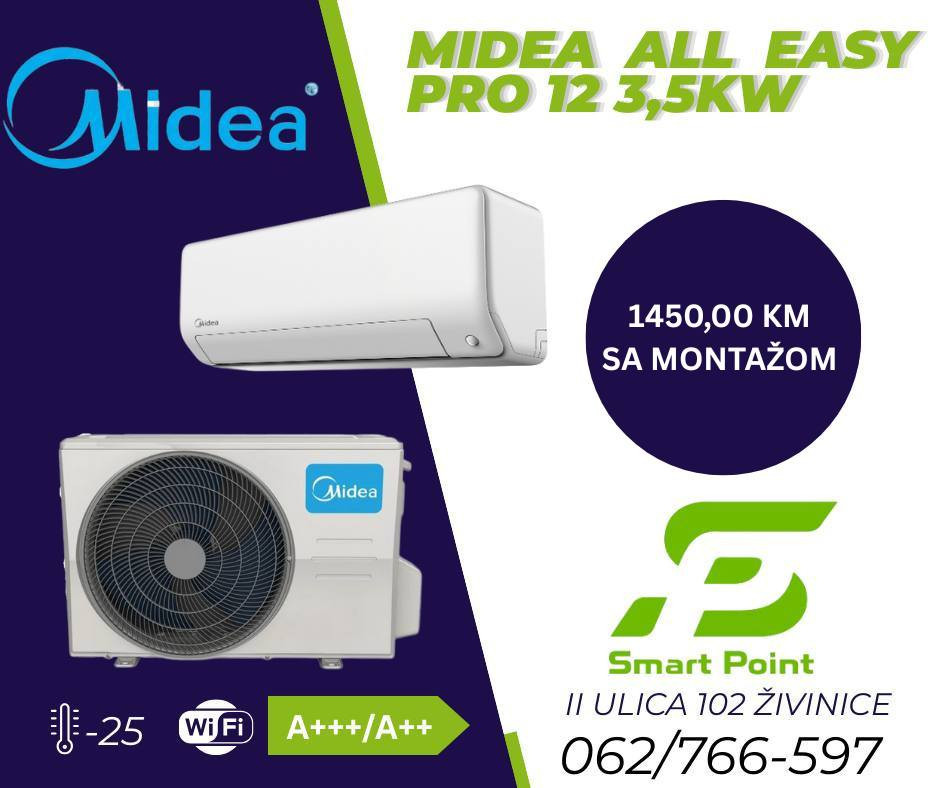 MIDEA KLIMA ALL EASY PRO 12-KA 3,5KW -25 A+++ WIFI sa montažom — fotografija 1