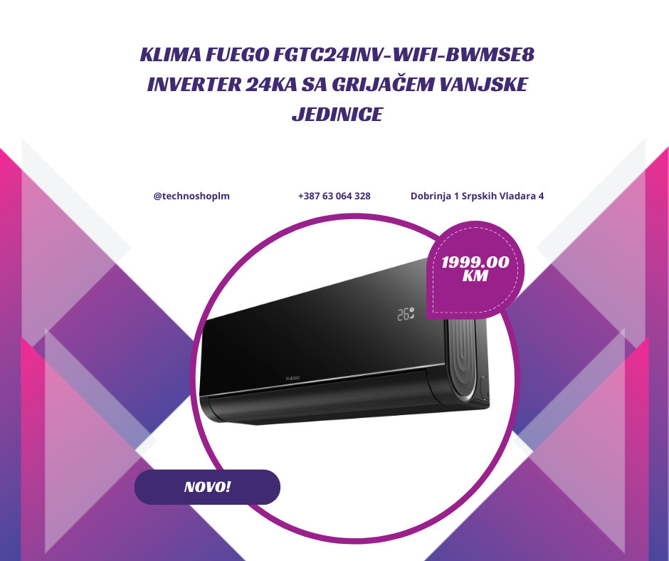 Klima uređaj FUEGO FGTC24INV-WIFI-BWMSE8 Inverter 24ka — fotografija 1