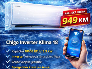 Chigo Inverter Klima 18 (18000 BTU) Grijac vanjske WIFI AKCIJA — fotografija 1