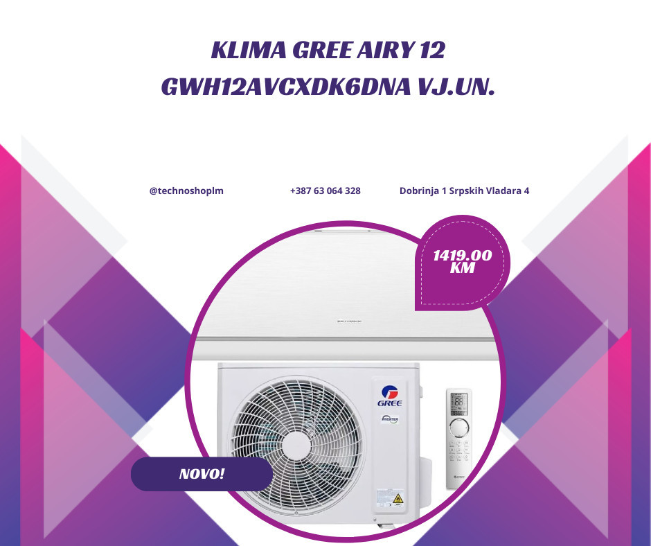 GREE Airy 12 GWH12AVCXDK6DNA klima uređaj split — fotografija 1