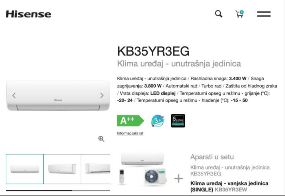 Hisense 12 WiFi A++ INVERTER -20 KB35
Wings PRO 12ka Grijac — fotografija 1