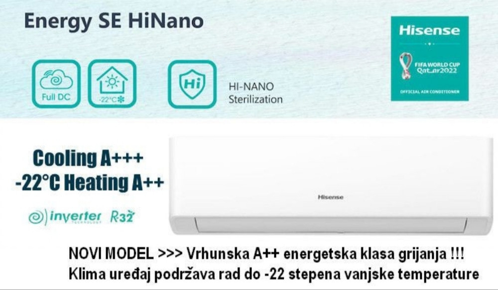 Hisense 12-ka KA35 INVERTER -22 A+++ WiFi
Energy SE HiNano — fotografija 1