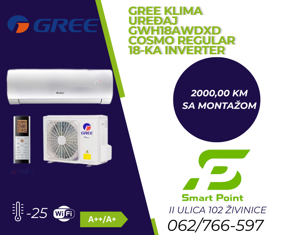 GREE Klima uređaj COSMO REGULAR 18000Btu Grijanje -25 WIFI A++/A+ — fotografija 1