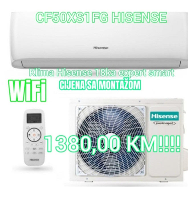 Hisense 18 inverter expert smart WiFi -20 sa montažom ugradnjom — fotografija 1