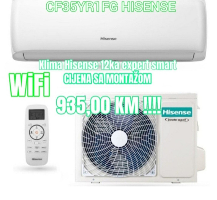 Hisense 12 inverter expert smart WiFi -20 sa montažom ugradnjom — fotografija 1