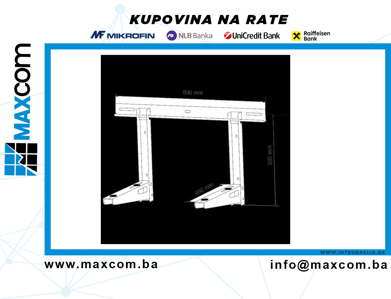 Maclean Nosač klima uređaja, do 100 kg., 450 x 380 mm - MC-622 — fotografija 1