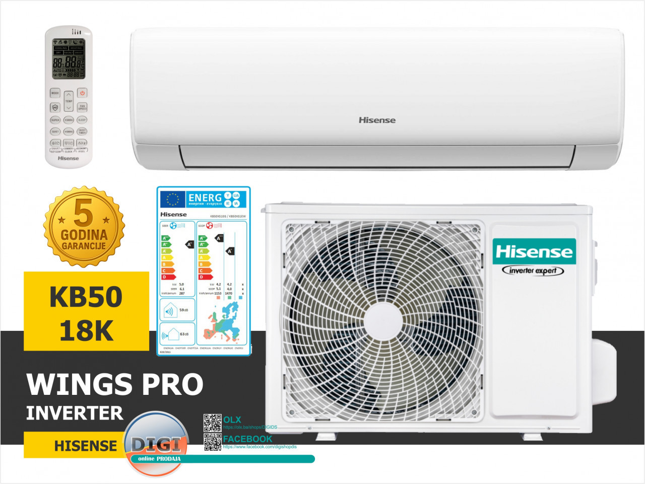 INVERTER 18 WINGS PRO 18K HI NANO/ -20C/ WIFI/ GRIJAČ/ A+++ — fotografija 1