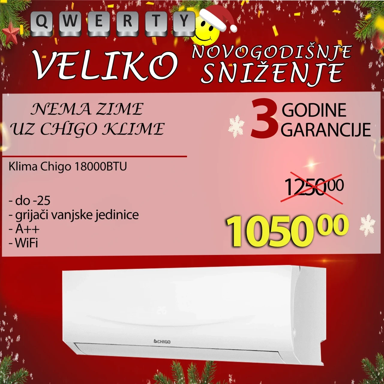 Klima Chigo 18000BTU AKCIJA do -25 — fotografija 1