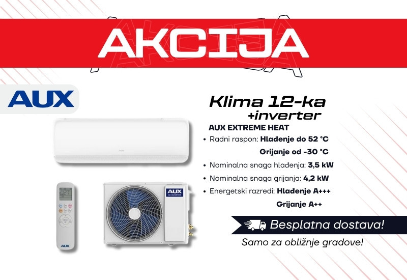 Inverter klima 12-ka AUX EXTREME HEAT | Dostava BESPLATNA! — fotografija 1