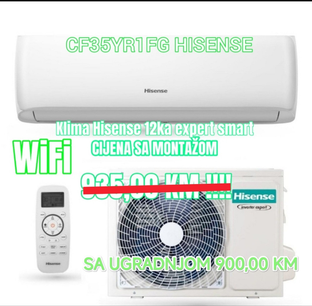 Hisense 12 inverter expert smart WiFi -20 sa montažom ugradnjom — fotografija 1