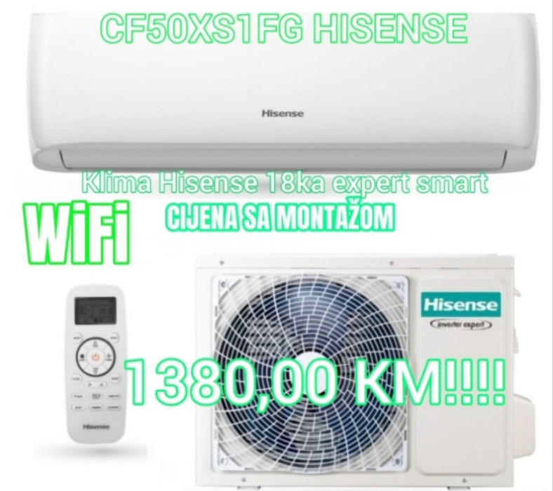 Hisense 18 inverter expert smart WiFi -20 sa montažom ugradnjom — fotografija 1