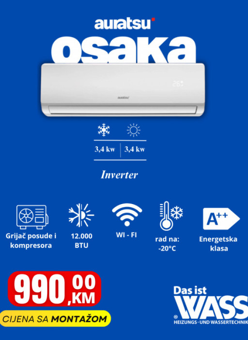 KLIMA INVERTER AURATSU OSAKA 12KA + MONTAŽA — fotografija 1