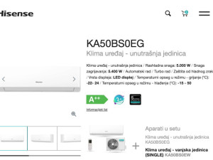 Hisense klima 18 KA50 INVERTER -22 SE HiNano vanjski grijac — fotografija 1