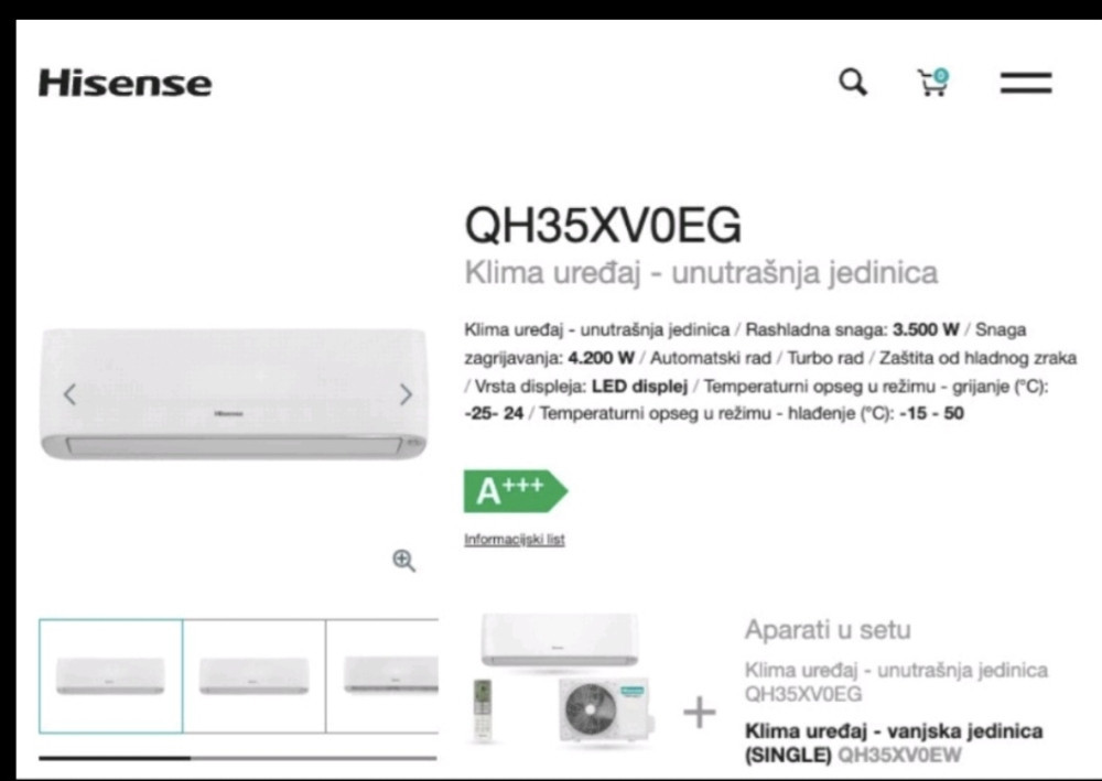 Klima Hisense NORDIC 12,-25 A+++ sa MONTAZOM — fotografija 1