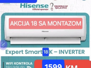 Klima inverter Hisense 18 Expert Smart -20 Wi-Fi sa montažom 1499 — fotografija 1