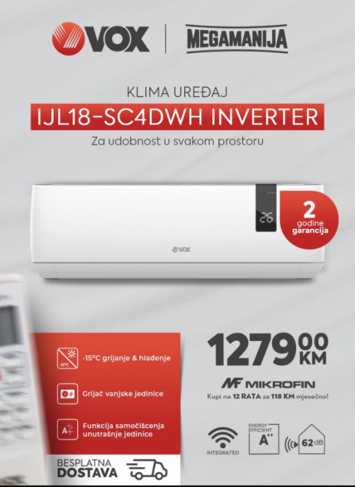 VOX klima Inverter/grijac 18 ka -15 grijanje IJL18-SC4DWH — fotografija 1