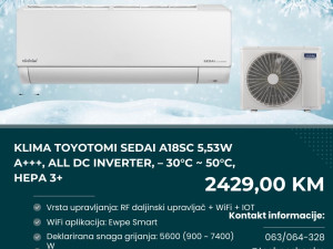 Klima TOYOTOMI Sedai A18SC 5,53W A+++,Inverter, -30C-50C,HEPA 3+