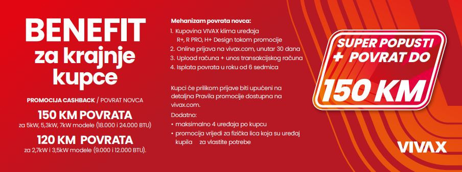 Vivax CASHBACK promocija POVRAT NOVCA do 150 KM za klima uređaj — fotografija 1