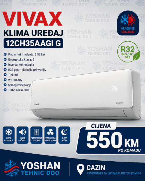 VIVAX KLIMA UREĐAJ 12CH35AAGI G-Dizajn NOVOO — fotografija 1